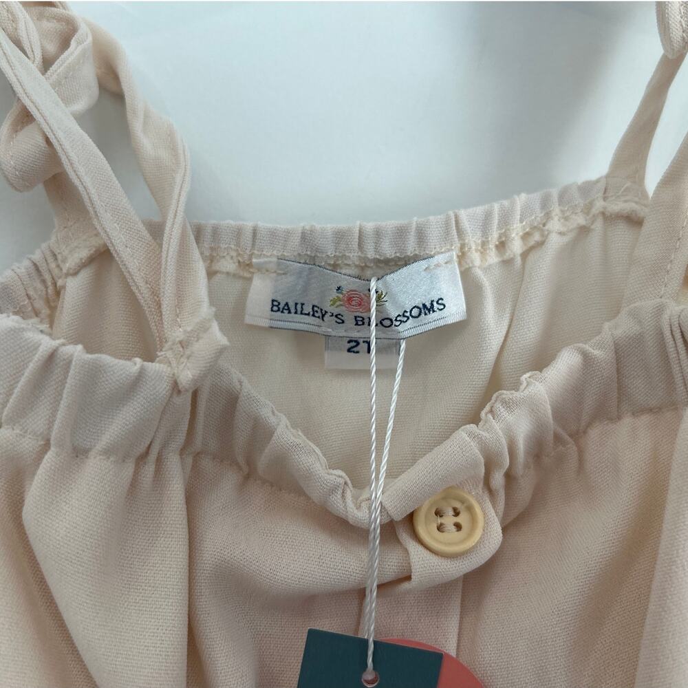 NWT Bailey’s Blossoms Tie-Shoulder Peplum Top, Cream, Toddler Girl Size 2T - Picture 3 of 5